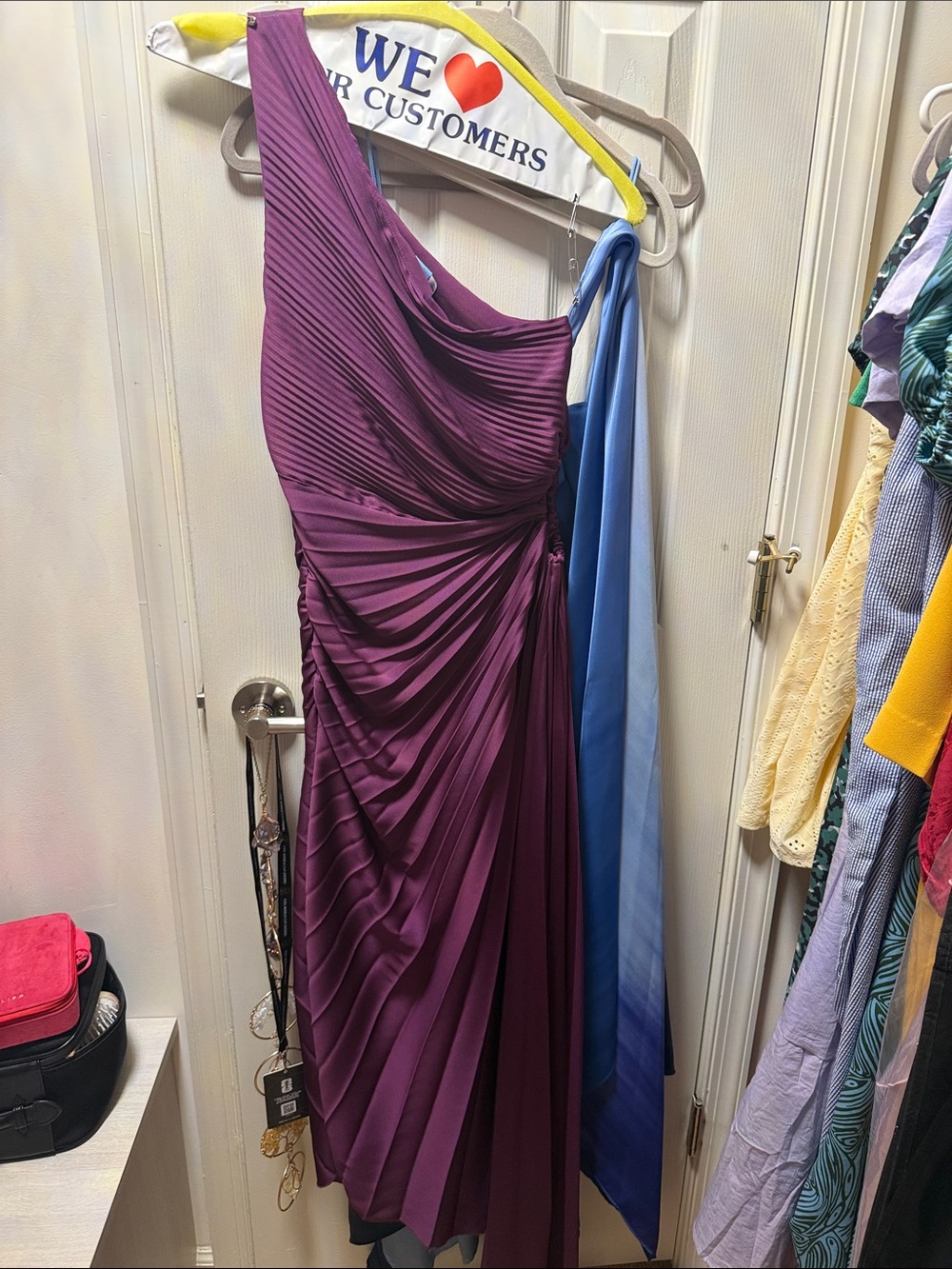 Mango One-Shoulder Plum Draped Gown with Asymmetrical Drape